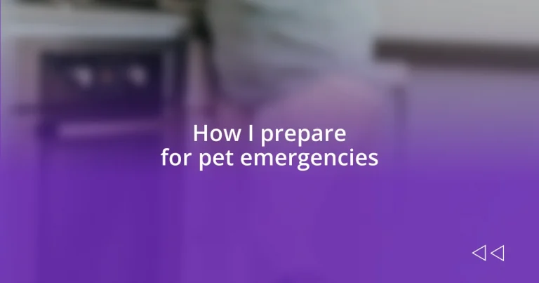 How I prepare for pet emergencies