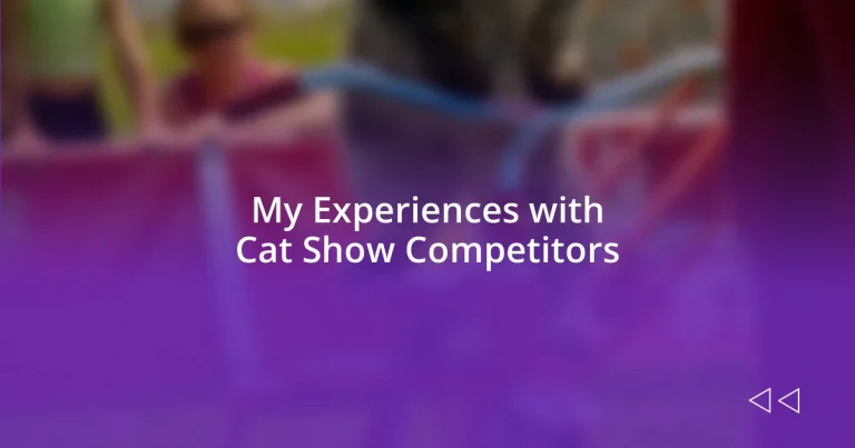 My Experiences with Cat Show Competitors