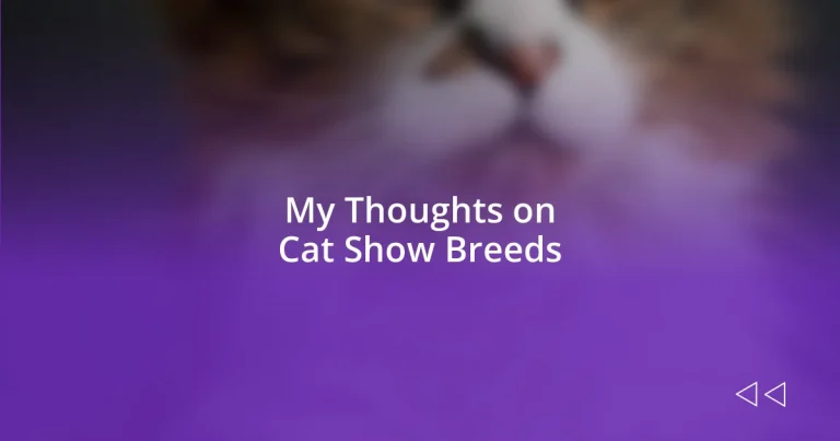 My Thoughts on Cat Show Breeds