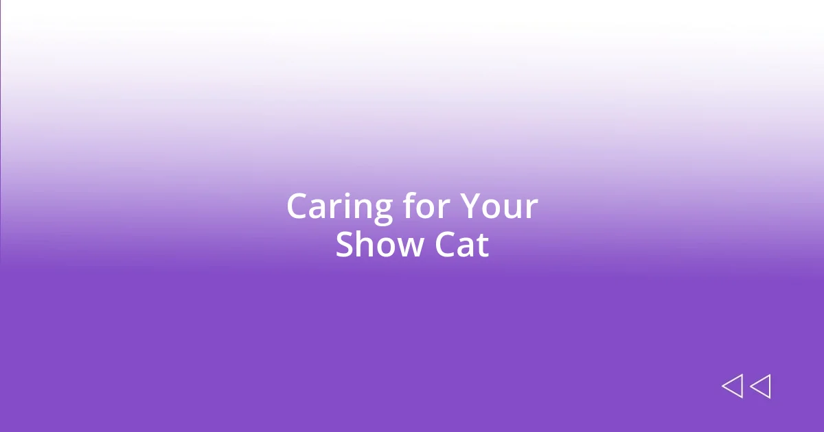 Caring for Your Show Cat