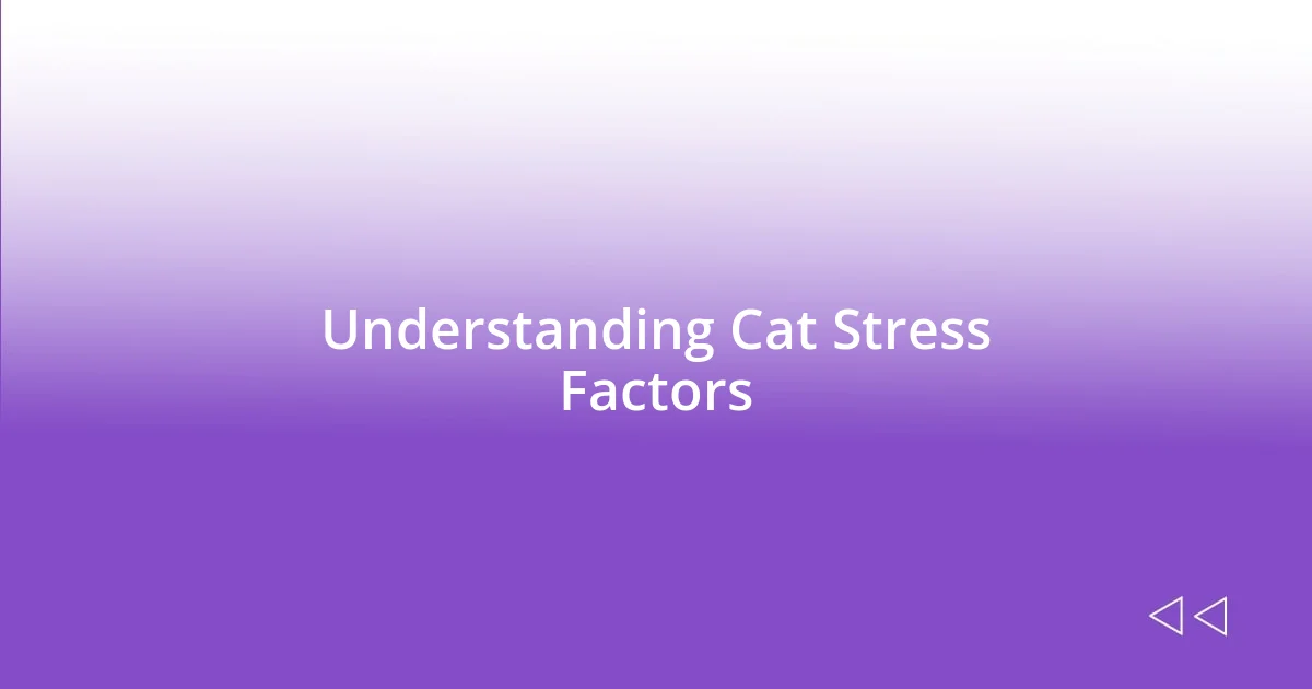 Understanding Cat Stress Factors