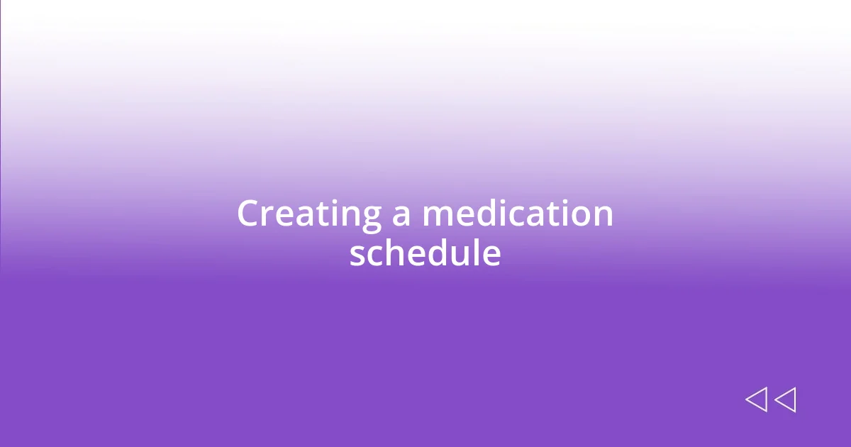 Creating a medication schedule