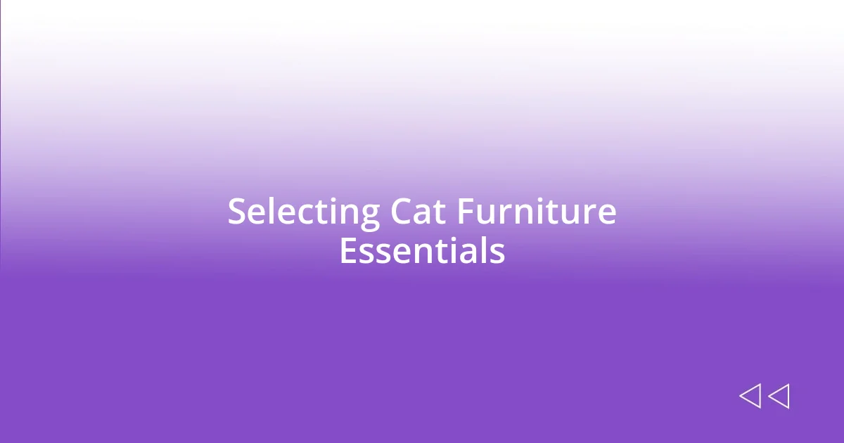 Selecting Cat Furniture Essentials