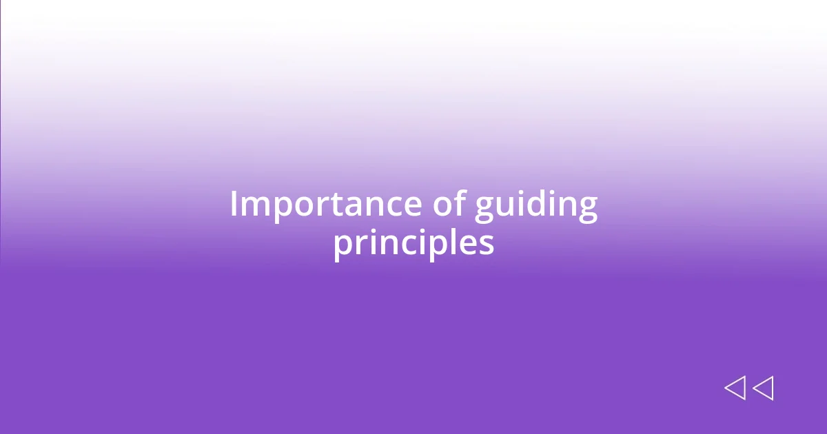 Importance of guiding principles