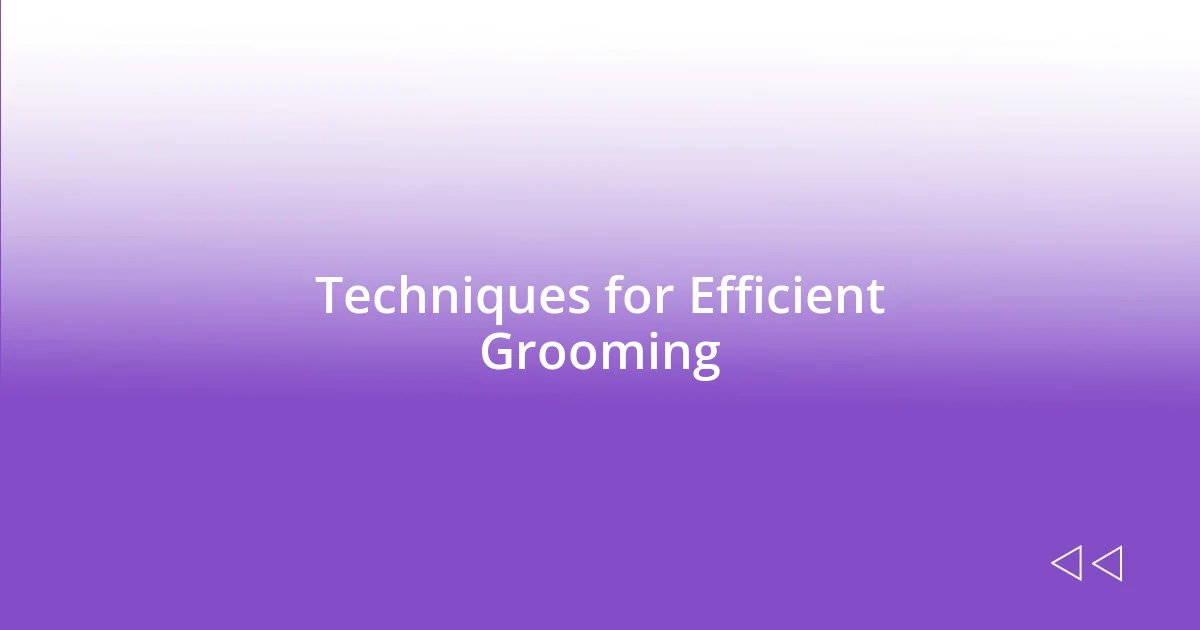 Techniques for Efficient Grooming