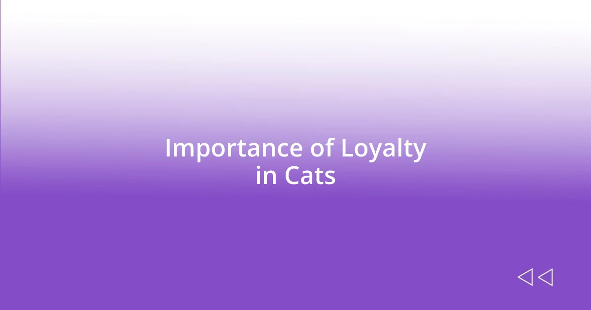 Importance of Loyalty in Cats