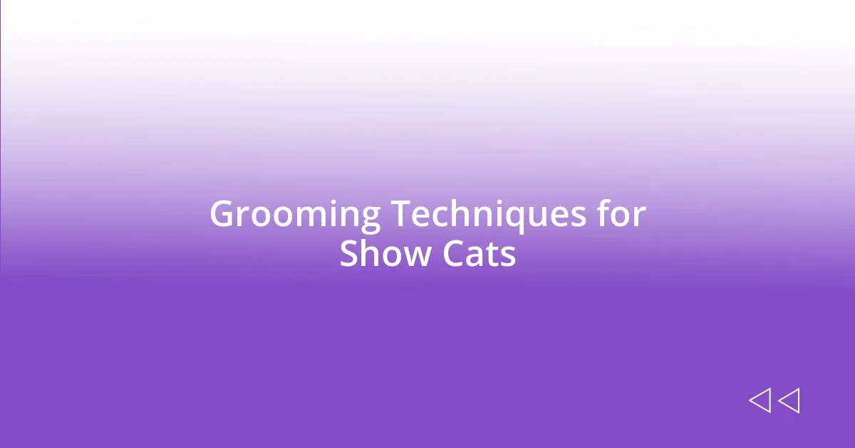 Grooming Techniques for Show Cats