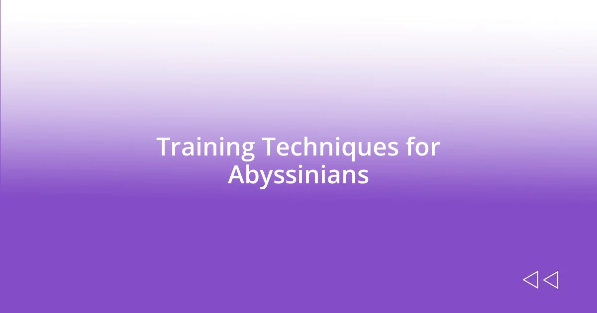 Training Techniques for Abyssinians